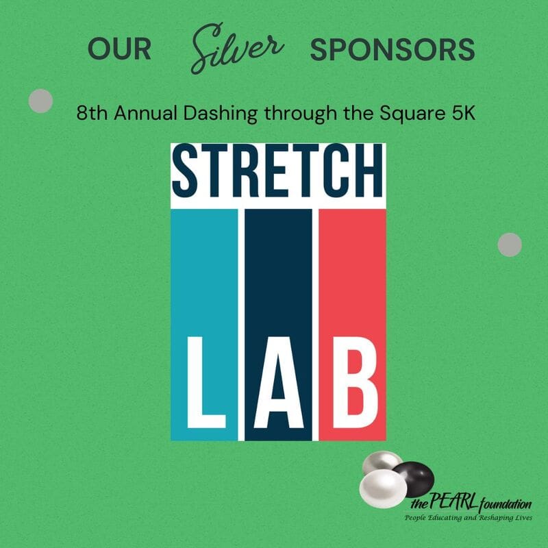 A green background with the words " our silver sponsors " and " stretch lab ".