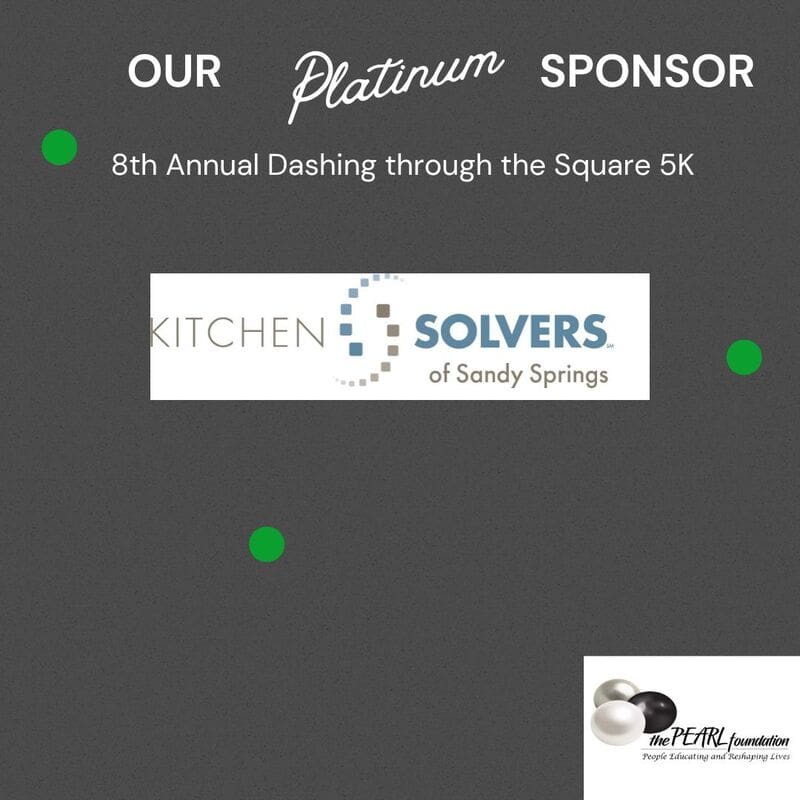 A picture of the sponsors for the 8 th annual dashing through the square 5 k.