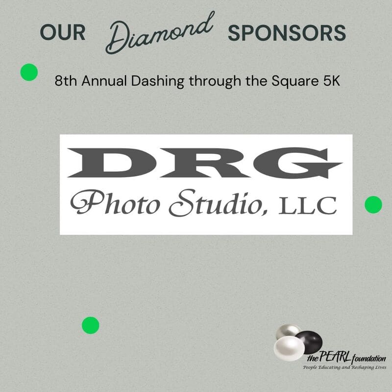 A picture of the drg logo with some green dots.